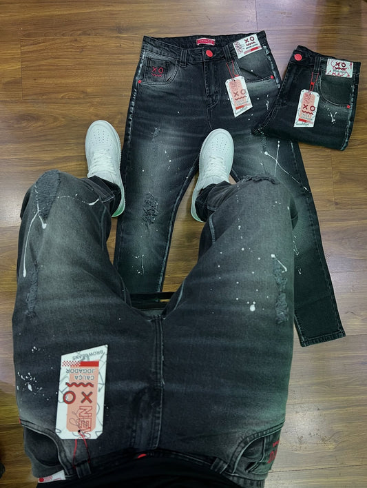 Calça Jogador - Preta com Tintas