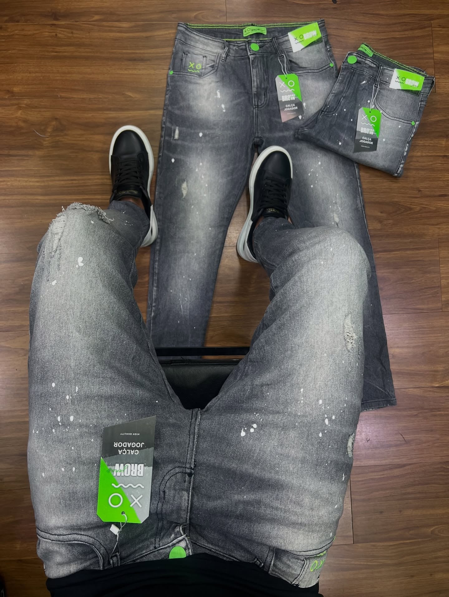 Calça Jogador - Grafite com Tintas